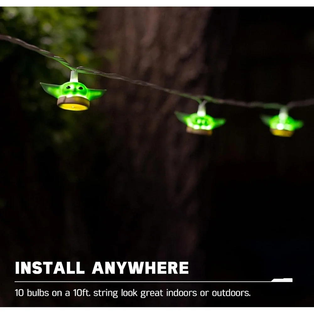 Star Wars The Mandalorian The Child String Lights 10Ft 10 Bulbs Grogu Yoda Green